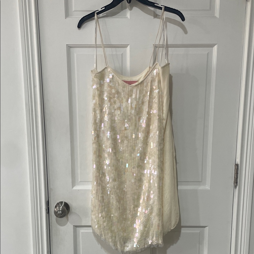 Phoebe Couture Cream Sequin Mini Dress